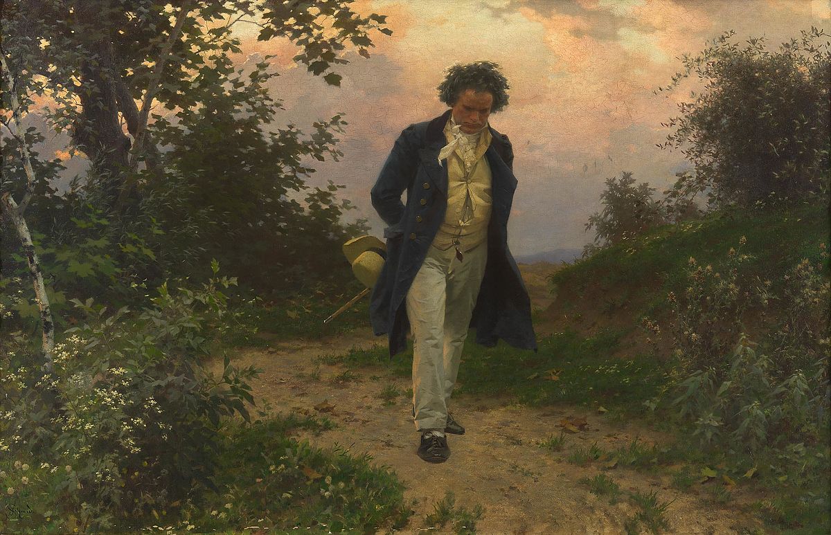 Portrait of Beethoven walking in nature by Julius Schmid